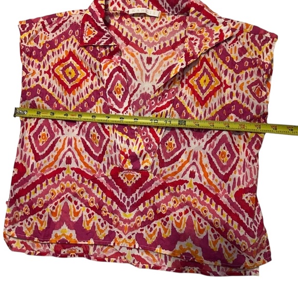 Karlie Pink Orange Ikat Print Cotton Popover Blouse Size Small - Picture 7 of 8
